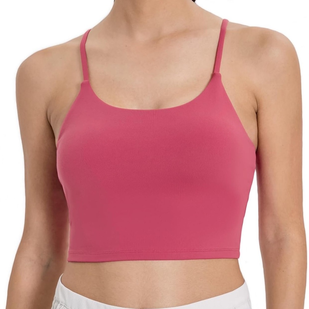 Mauve rose pink padded longline sports bra